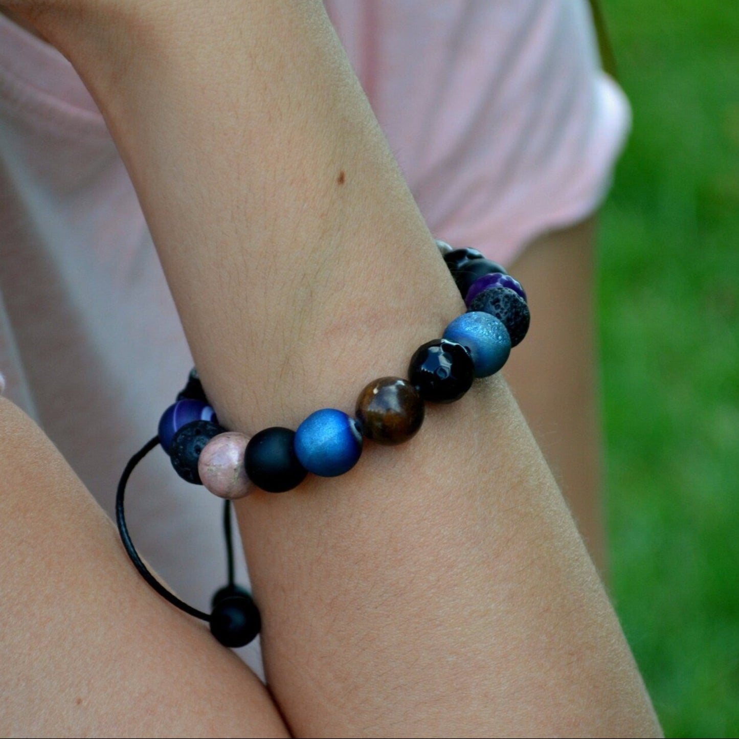Women's Mix Gemstones Bracelet Beaded Bracelet Druzy Agate Bracelet Lava Stone Bracelet Gift For Her Adjustable Macrame Bracelet - Shamballa Bracelet - Birthstone Bracelet - Yoga Bracelet - Gemstone Bracelet Women - Chakra Bracelet - Macrame Bracelet - Healing Bracelet - Valinde