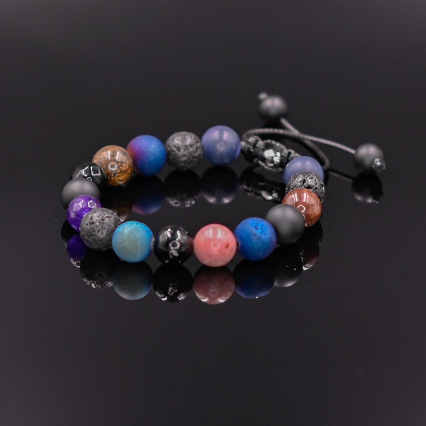 Women's Mix Gemstones Bracelet Beaded Bracelet Druzy Agate Bracelet Lava Stone Bracelet Gift For Her Adjustable Macrame Bracelet - Shamballa Bracelet - Birthstone Bracelet - Yoga Bracelet - Gemstone Bracelet Women - Chakra Bracelet - Macrame Bracelet - Healing Bracelet - Valinde