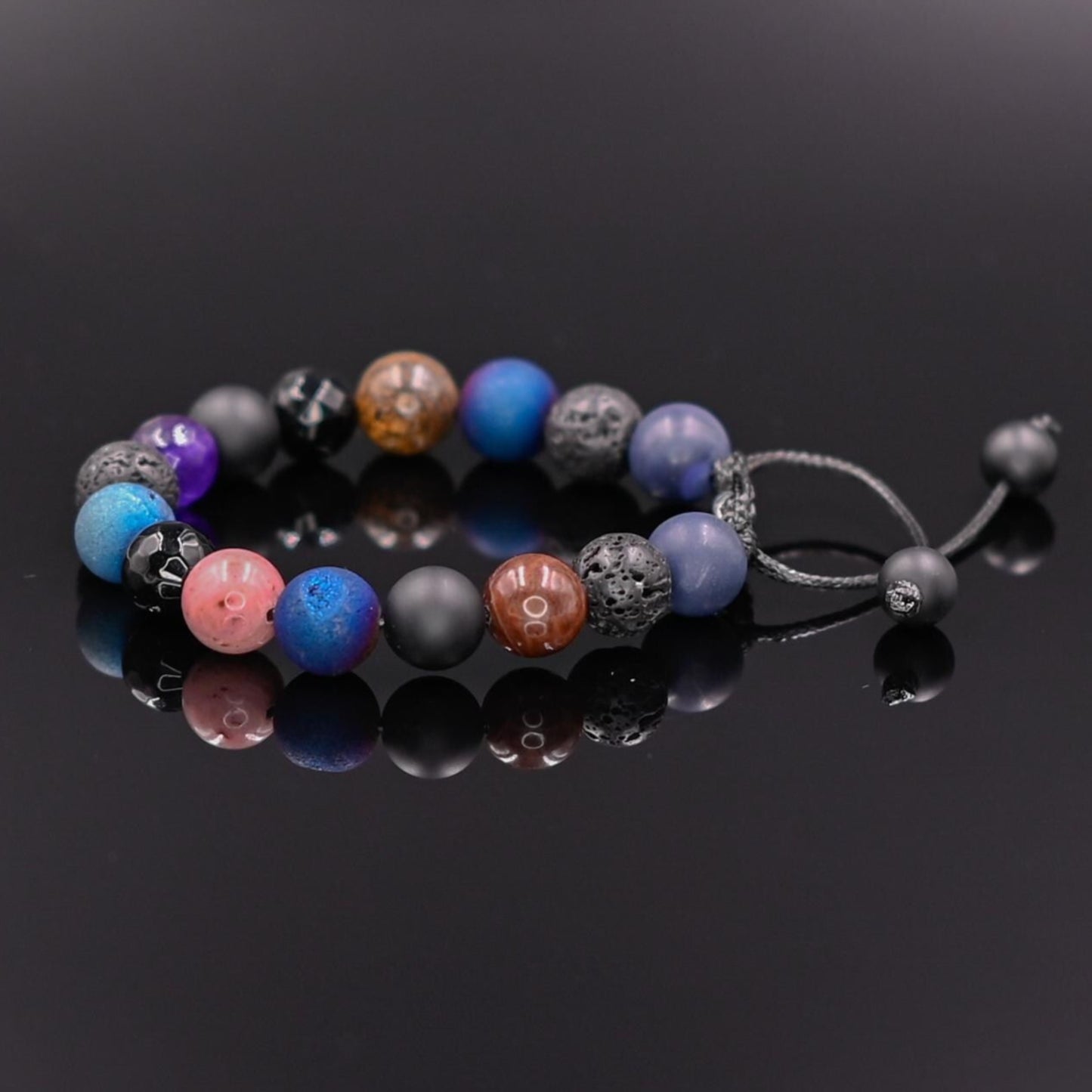 Women's Mix Gemstones Bracelet Beaded Bracelet Druzy Agate Bracelet Lava Stone Bracelet Gift For Her Adjustable Macrame Bracelet - Shamballa Bracelet - Birthstone Bracelet - Yoga Bracelet - Gemstone Bracelet Women - Chakra Bracelet - Macrame Bracelet - Healing Bracelet - Valinde