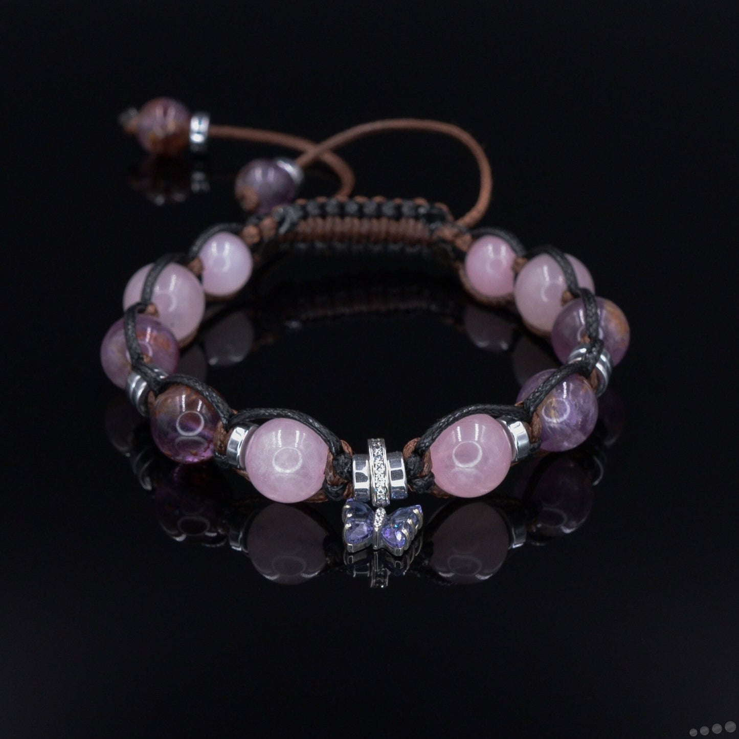 Butterfly Silver Charm Bracelet - Women's Crystal Beaded Bracelet - Auralite Bracelet - Gift for Women - Adjustable Macrame Bracelet- Shamballa Bracelet - Birthstone Bracelet - Gemstone Bracelet Men - Chakra Bracelet - Macrame Bracelet - Healing Bracelet - Valinde - Shamballa Bracelet - Birthstone Bracelet - Gemstone Bracelet Men - Chakra Bracelet - Macrame Bracelet - Healing Bracelet - Valinde