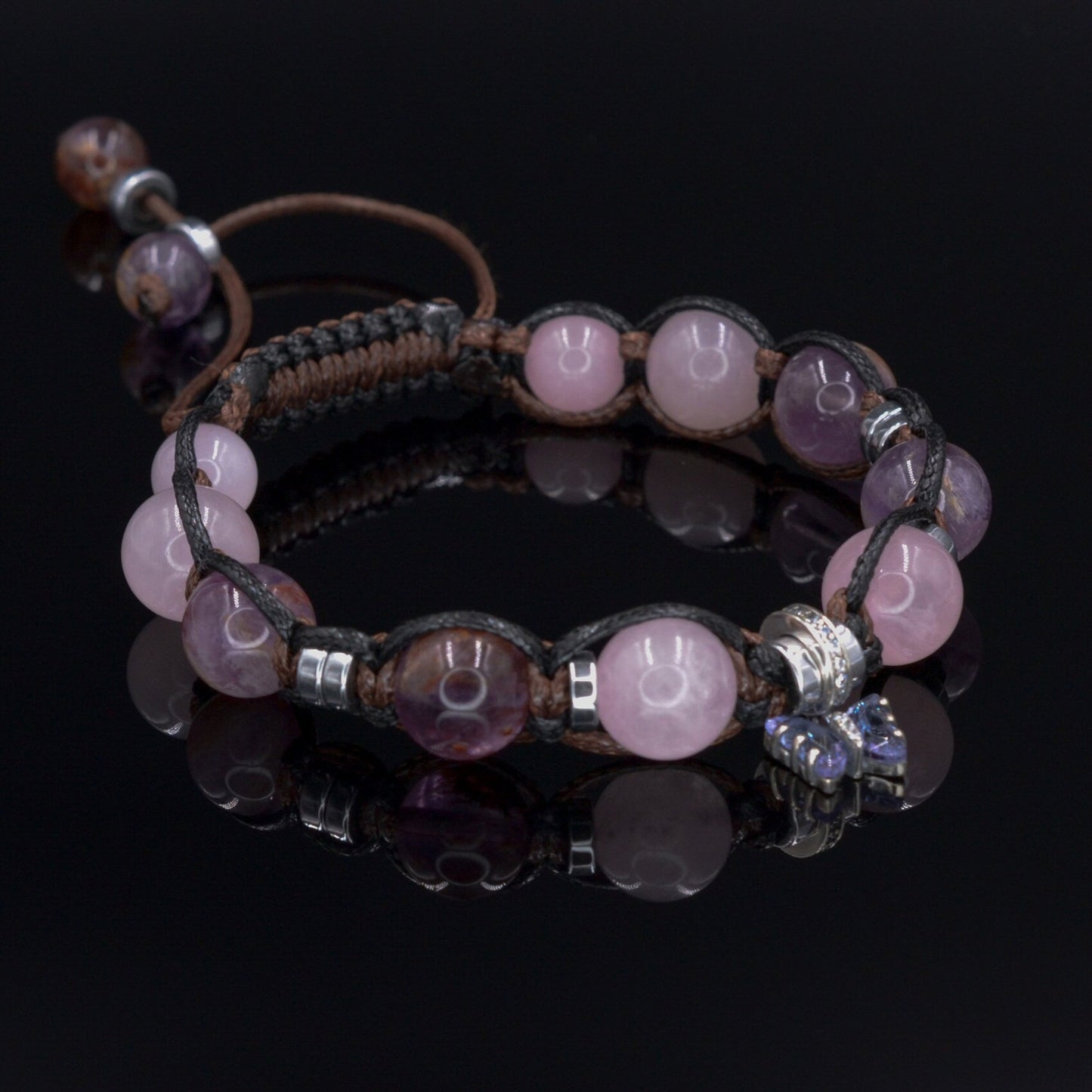 Butterfly Silver Charm Bracelet - Women's Crystal Beaded Bracelet - Auralite Bracelet - Gift for Women - Adjustable Macrame Bracelet- Shamballa Bracelet - Birthstone Bracelet - Gemstone Bracelet Men - Chakra Bracelet - Macrame Bracelet - Healing Bracelet - Valinde - Shamballa Bracelet - Birthstone Bracelet - Gemstone Bracelet Men - Chakra Bracelet - Macrame Bracelet - Healing Bracelet - Valinde