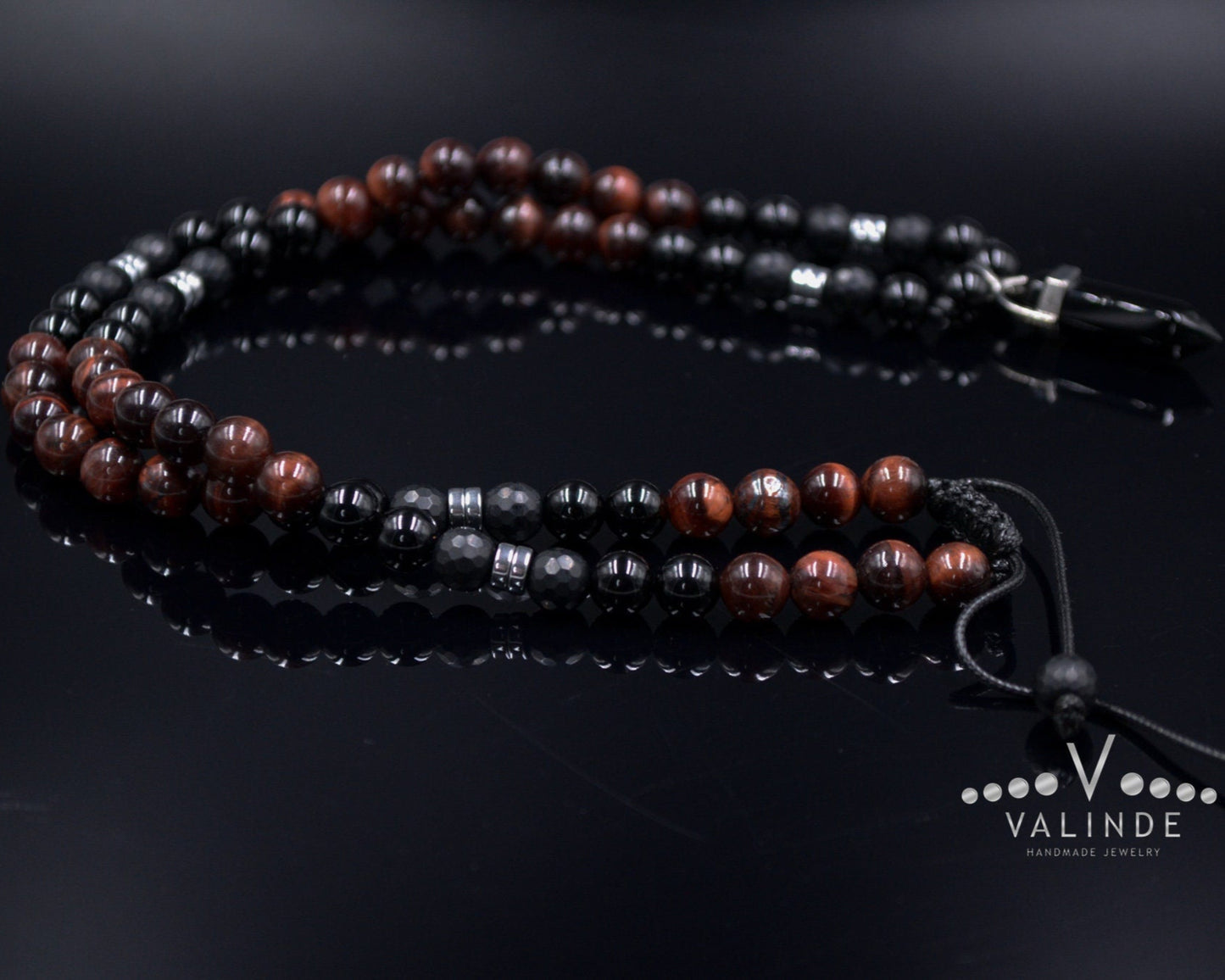 Men's Tiger Eye Knotted Necklace / Lava Stone Necklace / Short Necklace / Tiger's Eye Necklace / Handknotted Necklace / Gift for Men - Shamballa Necklace - Birthstone Necklace - Gemstone Necklace Men - Chakra Necklace - Yoga Necklace - Mantra Necklace -Macrame Necklace - Healing Necklace - Gift for Father - Gift For Men - Valinde
