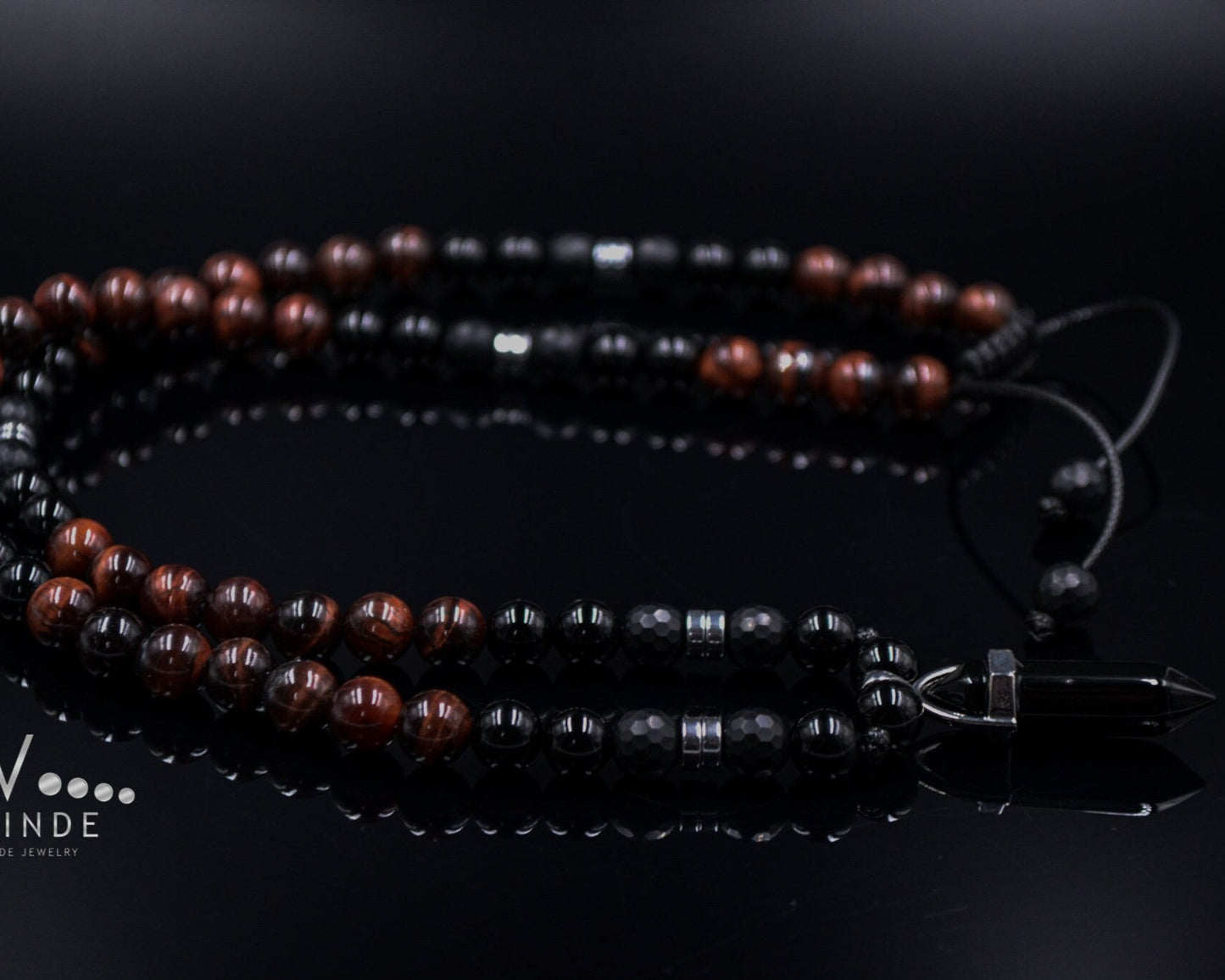 Men's Tiger Eye Knotted Necklace / Lava Stone Necklace / Short Necklace / Tiger's Eye Necklace / Handknotted Necklace / Gift for Men - Shamballa Necklace - Birthstone Necklace - Gemstone Necklace Men - Chakra Necklace - Yoga Necklace - Mantra Necklace -Macrame Necklace - Healing Necklace - Gift for Father - Gift For Men - Valinde