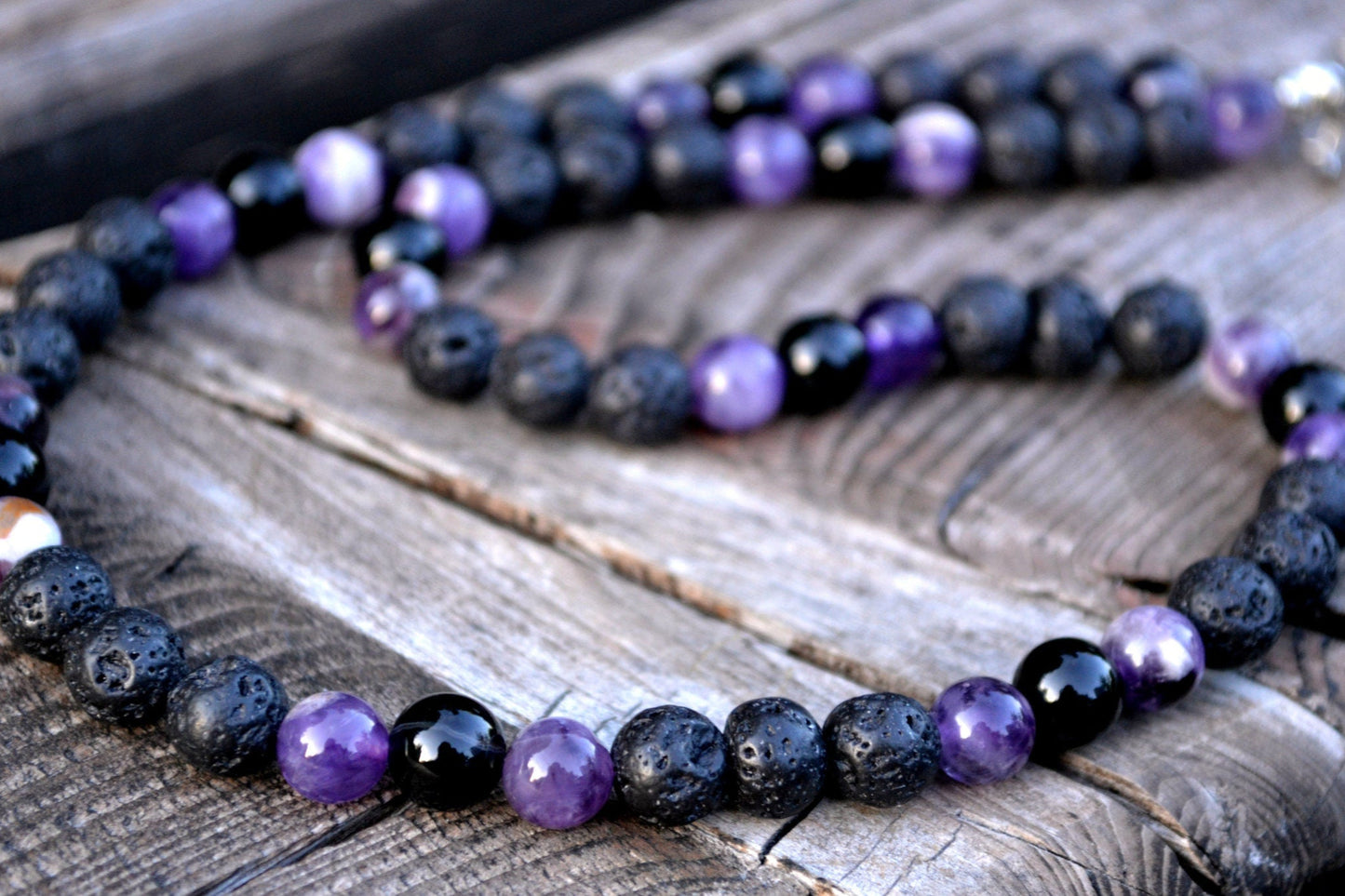Men's Amethyst Beaded Necklace Lava Stone Necklace Crystal Necklace Gemstone Necklace Black Agate Necklace Choker Short Necklace Men's Gift - Shamballa Necklace - Birthstone Necklace - Gemstone Necklace Men - Chakra Necklace - Yoga Necklace - Mantra Necklace -Macrame Necklace - Healing Necklace - Valinde