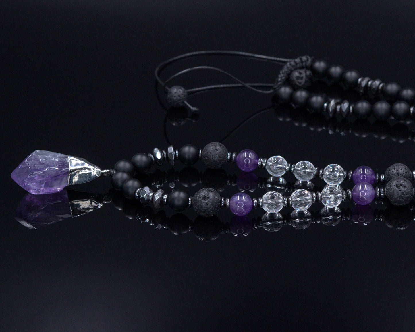 Men's Agate Choker Pendant Necklace - Black Onyx Necklace - Short Beaded Necklace - Gift for Men - Father's Day Gift - Crystal NecklaceMen's Amethyst Adjustable Necklace - Raw Crystal Pendant Necklace - Black Onyx Lava Stone Necklace - Long Beaded Necklace - Gift for Men- Shamballa Necklace - Birthstone Necklace - Gemstone Necklace Men - Chakra Necklace - Macrame Necklace - Healing Necklace - Valinde