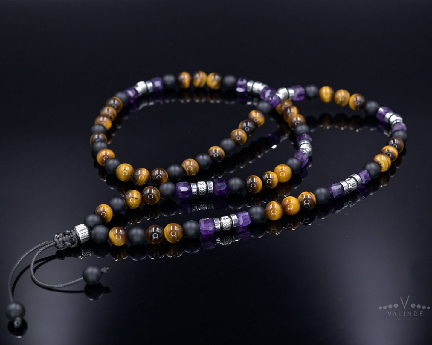 Men's Emerald Sapphire Malachite Gemstone Necklace, Short Chysoprase Beaded Necklace, Luxury Necklace, Gift for Him, Adjustable Necklace - Shamballa Necklace - Birthstone Necklace - Gemstone Necklace Men - Chakra Necklace - Macrame Necklace - Healing Necklace - Valinde