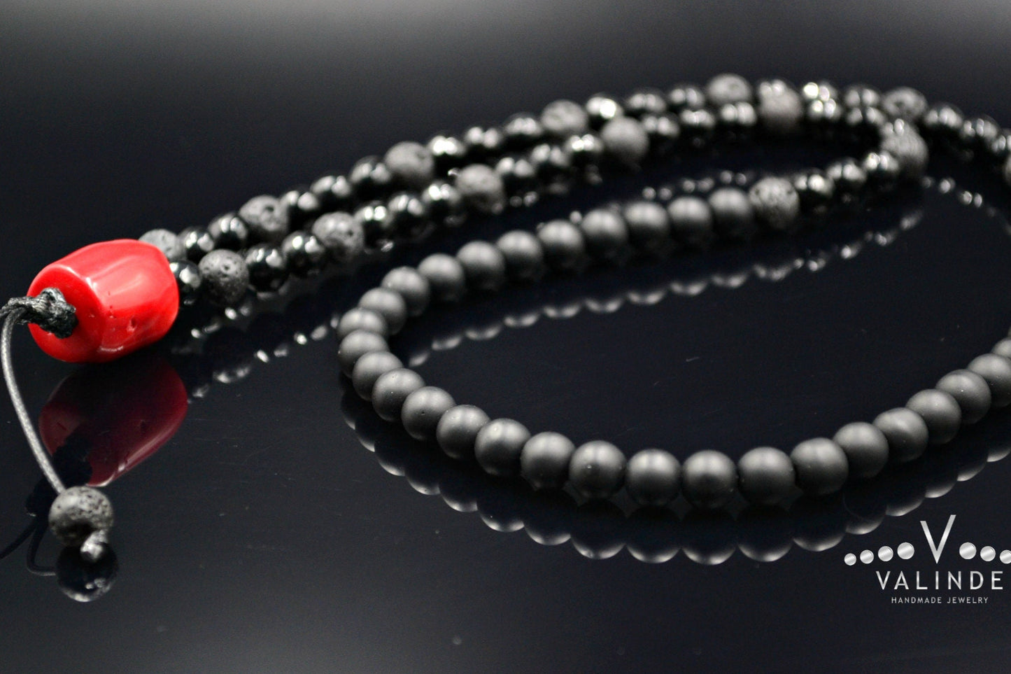 Men's Black Onyx Long Necklace Red Coral Bead Necklace Gifts for Men Lava Stone Beads Necklace Agate Stone Necklace Men's Crystal Necklace - Shamballa Necklace - Birthstone Necklace - Gemstone Necklace Men - Chakra Necklace - Yoga Necklace - Mantra Necklace -Macrame Necklace - Healing Necklace - Valinde