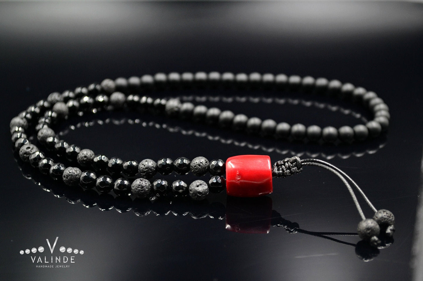 Men's Black Onyx Long Necklace Red Coral Bead Necklace Gifts for Men Lava Stone Beads Necklace Agate Stone Necklace Men's Crystal Necklace - Shamballa Necklace - Birthstone Necklace - Gemstone Necklace Men - Chakra Necklace - Yoga Necklace - Mantra Necklace -Macrame Necklace - Healing Necklace - Valinde