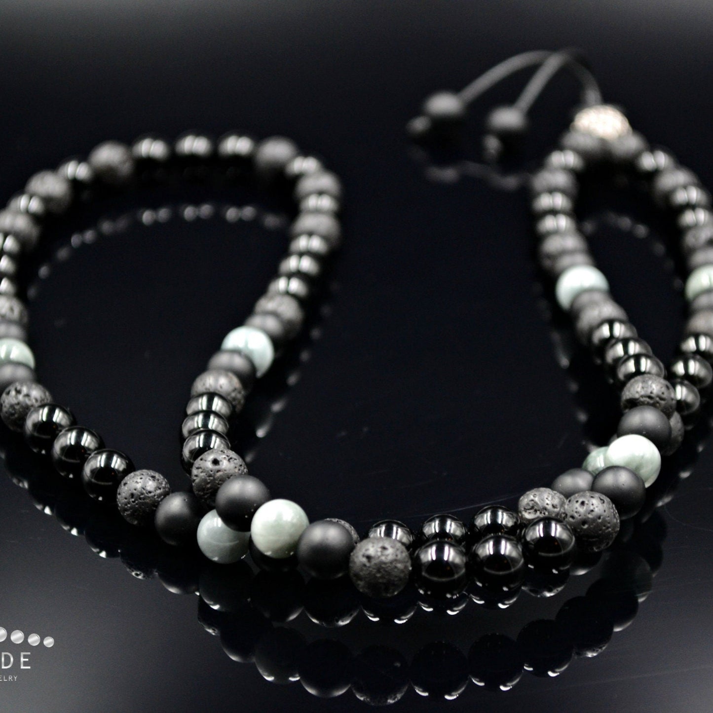 Men's Hawk's Eye Crystal Necklace Cubic Zirconia Bead Necklace Long Necklace Black Agate Necklace Lava Stone Necklace Gift for Men - Shamballa Necklace - Birthstone Necklace - Gemstone Necklace Men - Chakra Necklace - Yoga Necklace - Mantra Necklace -Macrame Necklace - Healing Necklace - Valinde