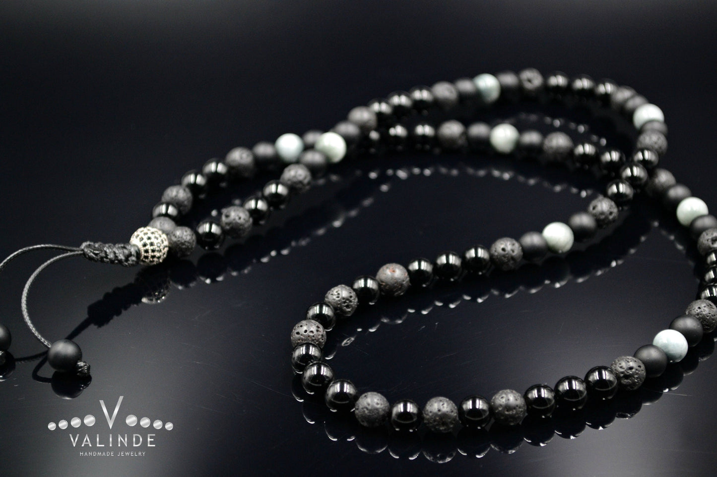 Men's Hawk's Eye Crystal Necklace Cubic Zirconia Bead Necklace Long Necklace Black Agate Necklace Lava Stone Necklace Gift for Men - Shamballa Necklace - Birthstone Necklace - Gemstone Necklace Men - Chakra Necklace - Yoga Necklace - Mantra Necklace -Macrame Necklace - Healing Necklace - Valinde