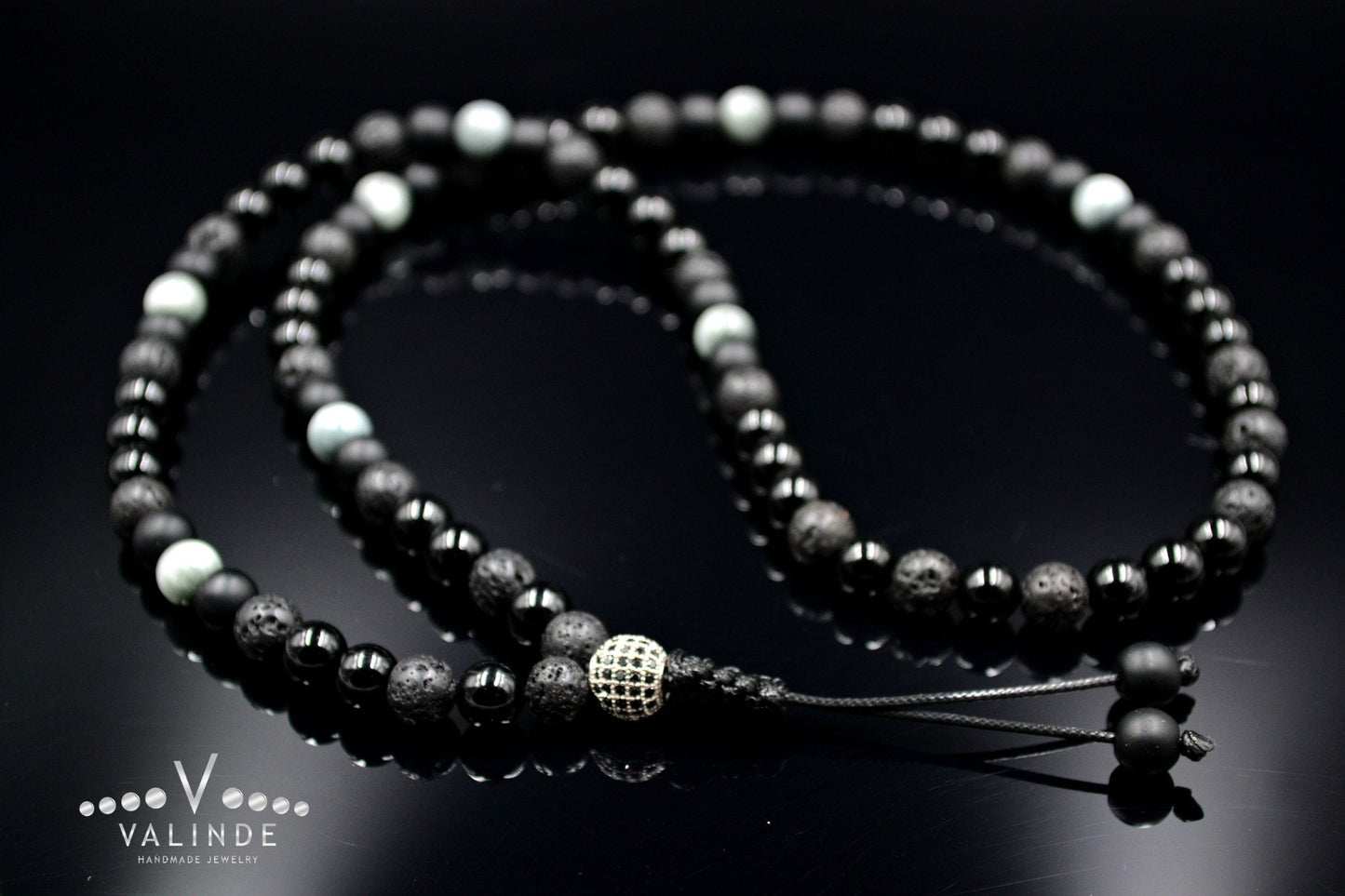 Men's Hawk's Eye Crystal Necklace Cubic Zirconia Bead Necklace Long Necklace Black Agate Necklace Lava Stone Necklace Gift for Men - Shamballa Necklace - Birthstone Necklace - Gemstone Necklace Men - Chakra Necklace - Yoga Necklace - Mantra Necklace -Macrame Necklace - Healing Necklace - Valinde