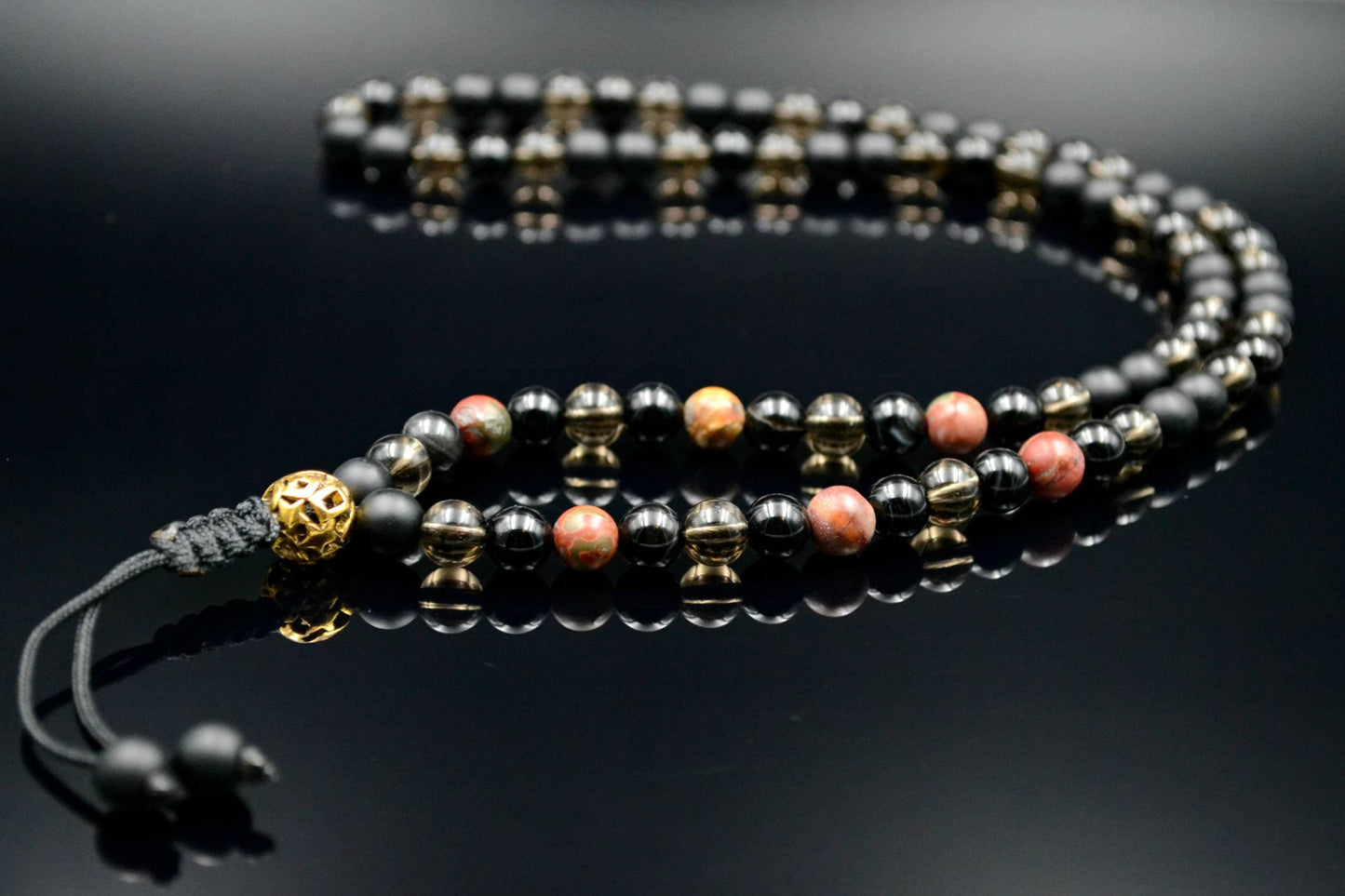 Men's Jasper Necklace Gemstone Beaded Necklace Long Necklace Gift for Men Onyx Necklace Men's Jewelry Agate Necklace for Men Herren Kette - Shamballa Necklace - Birthstone Necklace - Gemstone Necklace Men - Chakra Necklace - Yoga Necklace - Mantra Necklace -Macrame Necklace - Healing Necklace - Valinde