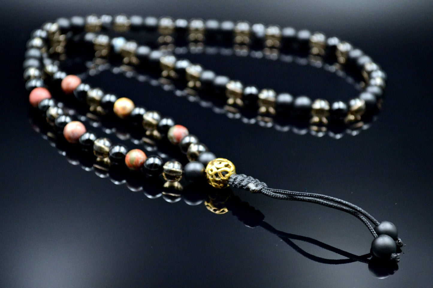 Men's Jasper Necklace Gemstone Beaded Necklace Long Necklace Gift for Men Onyx Necklace Men's Jewelry Agate Necklace for Men Herren Kette - Shamballa Necklace - Birthstone Necklace - Gemstone Necklace Men - Chakra Necklace - Yoga Necklace - Mantra Necklace -Macrame Necklace - Healing Necklace - Valinde