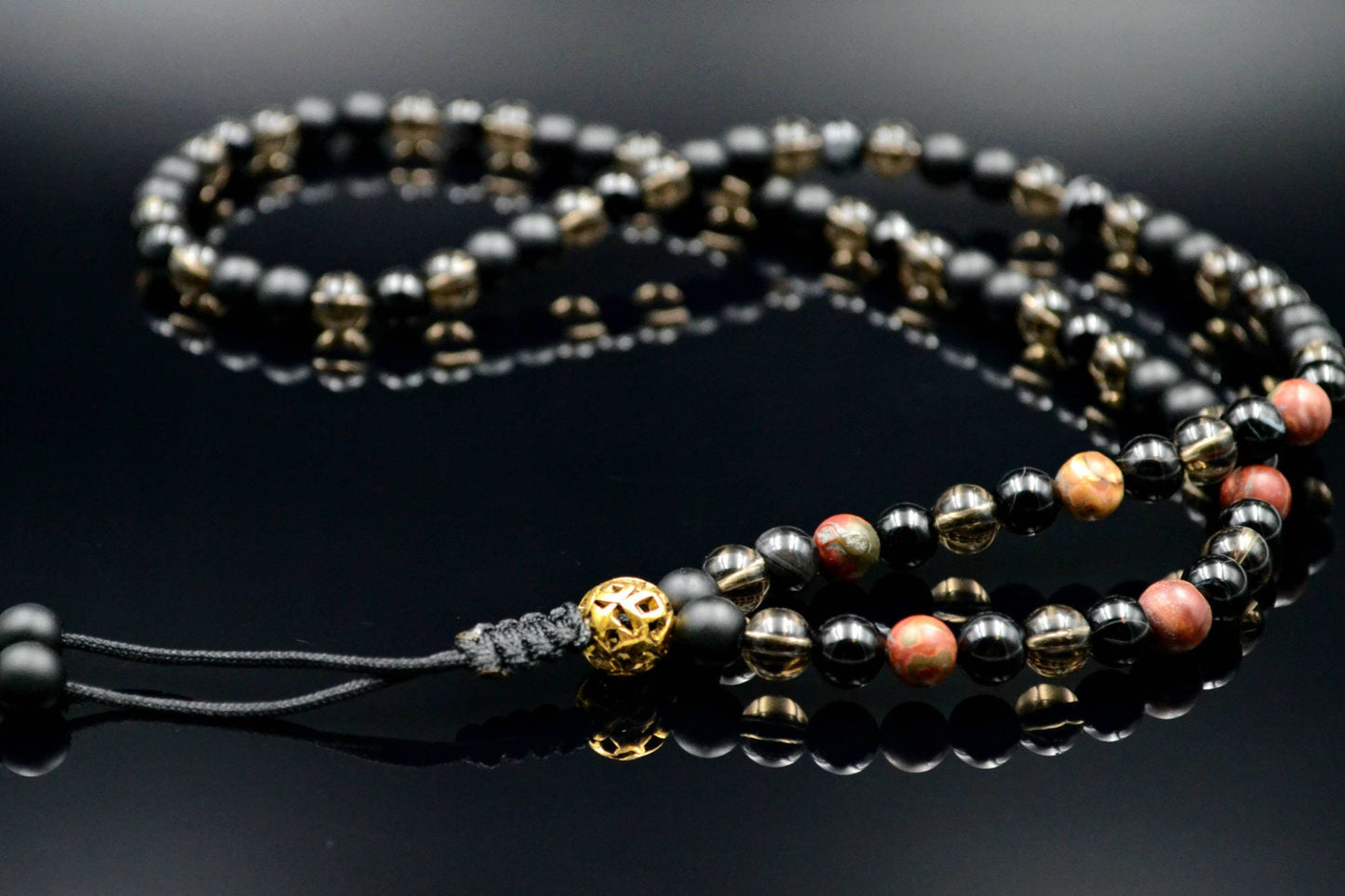 Men's Jasper Necklace Gemstone Beaded Necklace Long Necklace Gift for Men Onyx Necklace Men's Jewelry Agate Necklace for Men Herren Kette - Shamballa Necklace - Birthstone Necklace - Gemstone Necklace Men - Chakra Necklace - Yoga Necklace - Mantra Necklace -Macrame Necklace - Healing Necklace - Valinde