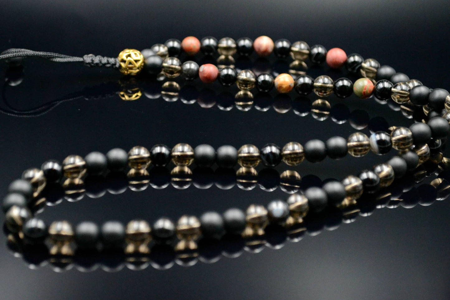 Men's Jasper Necklace Gemstone Beaded Necklace Long Necklace Gift for Men Onyx Necklace Men's Jewelry Agate Necklace for Men Herren Kette - Shamballa Necklace - Birthstone Necklace - Gemstone Necklace Men - Chakra Necklace - Yoga Necklace - Mantra Necklace -Macrame Necklace - Healing Necklace - Valinde