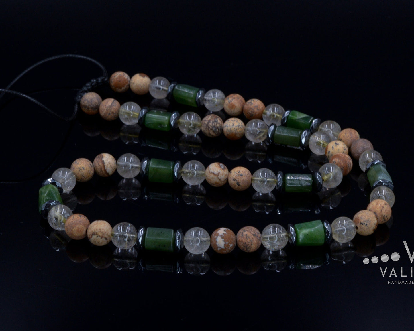 Men's Jasper Necklace Short Crystal Beaded Necklace for Men Gift for Men Rutilated Quartz & Hematite Necklace Christmas Gift for Men - Shamballa Necklace - Birthstone Necklace - Gemstone Necklace Men - Chakra Necklace - Macrame Necklace - Healing Necklace - Valinde
