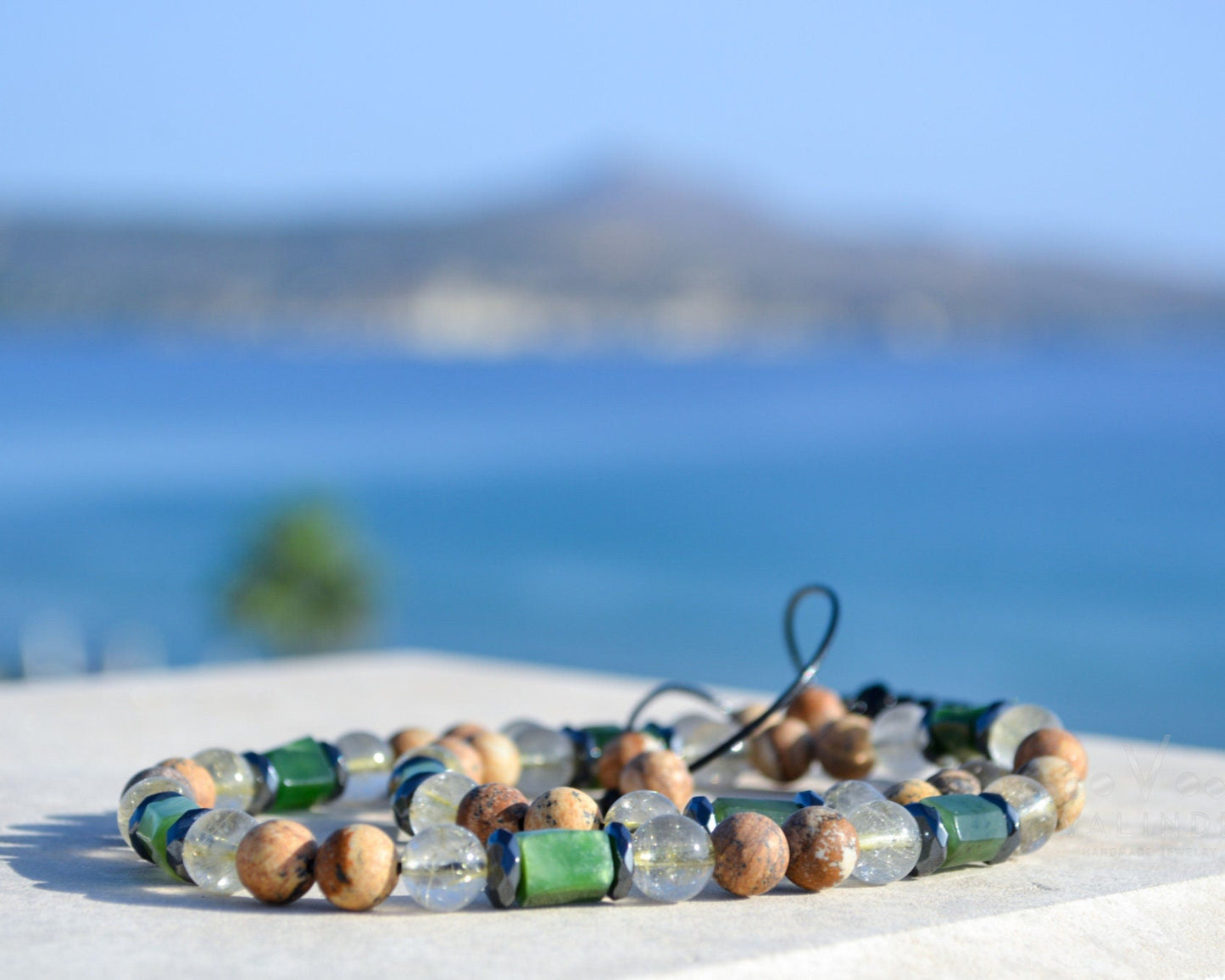 Men's Jasper Necklace Short Crystal Beaded Necklace for Men Gift for Men Rutilated Quartz & Hematite Necklace Christmas Gift for Men - Shamballa Necklace - Birthstone Necklace - Gemstone Necklace Men - Chakra Necklace - Macrame Necklace - Healing Necklace - Valinde
