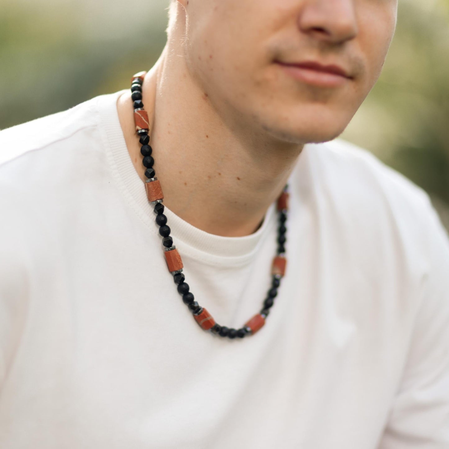 Men's Protection Necklace, Brown Agate Onyx Adjustable Necklace,Pendant Necklace, Long Beaded Necklace, Gift for Men, Gift for HimMen's Red Jasper Onyx Obsidian Adjustable Necklace, Short Beaded Gemstone Crystal Necklace, Gift for Men, Father's Day Gift, Birthday Gift - Shamballa Necklace - Birthstone Necklace - Gemstone Necklace Men - Chakra Necklace - Macrame Necklace - Healing Necklace - Valinde