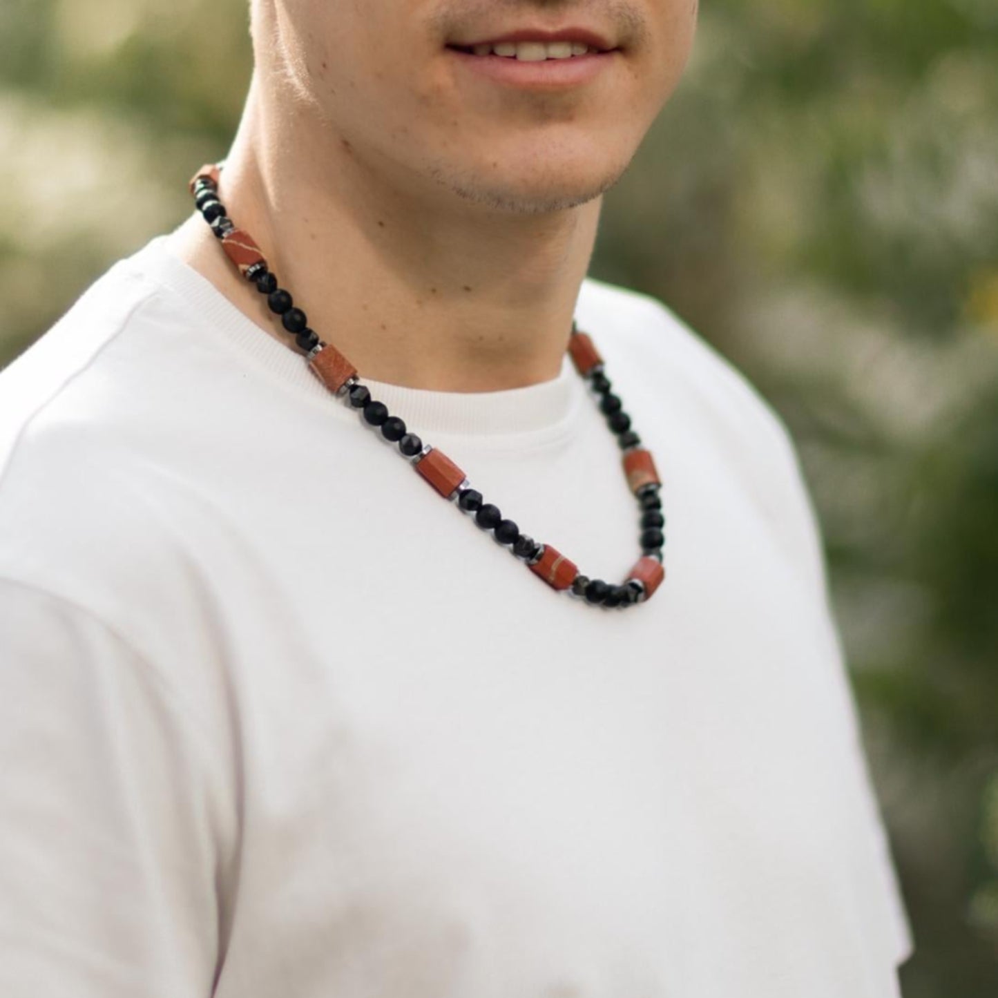 Men's Protection Necklace, Brown Agate Onyx Adjustable Necklace,Pendant Necklace, Long Beaded Necklace, Gift for Men, Gift for HimMen's Red Jasper Onyx Obsidian Adjustable Necklace, Short Beaded Gemstone Crystal Necklace, Gift for Men, Father's Day Gift, Birthday Gift - Shamballa Necklace - Birthstone Necklace - Gemstone Necklace Men - Chakra Necklace - Macrame Necklace - Healing Necklace - Valinde