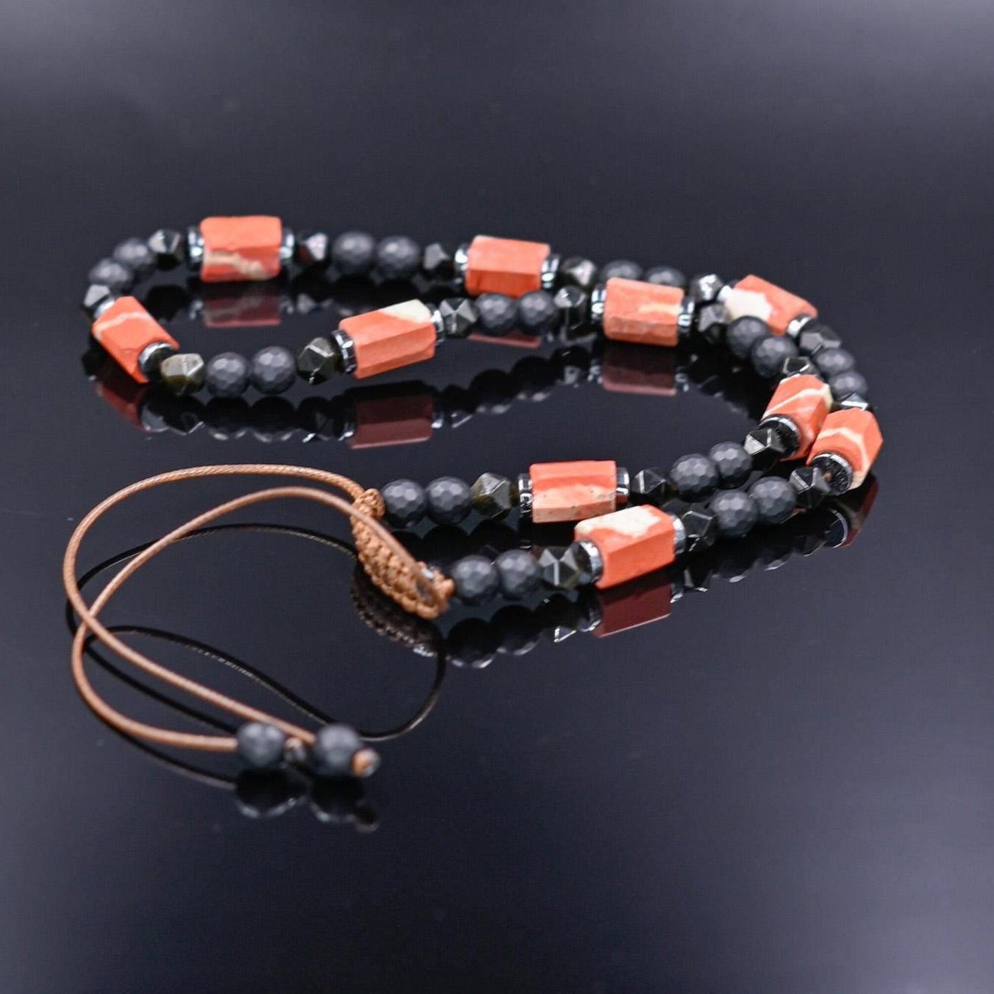 Men's Protection Necklace, Brown Agate Onyx Adjustable Necklace,Pendant Necklace, Long Beaded Necklace, Gift for Men, Gift for HimMen's Red Jasper Onyx Obsidian Adjustable Necklace, Short Beaded Gemstone Crystal Necklace, Gift for Men, Father's Day Gift, Birthday Gift - Shamballa Necklace - Birthstone Necklace - Gemstone Necklace Men - Chakra Necklace - Macrame Necklace - Healing Necklace - Valinde