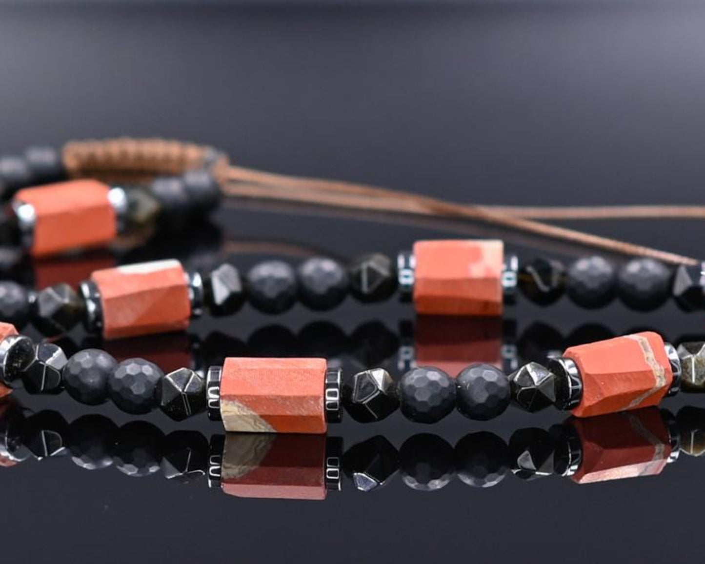 Men's Protection Necklace, Brown Agate Onyx Adjustable Necklace,Pendant Necklace, Long Beaded Necklace, Gift for Men, Gift for HimMen's Red Jasper Onyx Obsidian Adjustable Necklace, Short Beaded Gemstone Crystal Necklace, Gift for Men, Father's Day Gift, Birthday Gift - Shamballa Necklace - Birthstone Necklace - Gemstone Necklace Men - Chakra Necklace - Macrame Necklace - Healing Necklace - Valinde