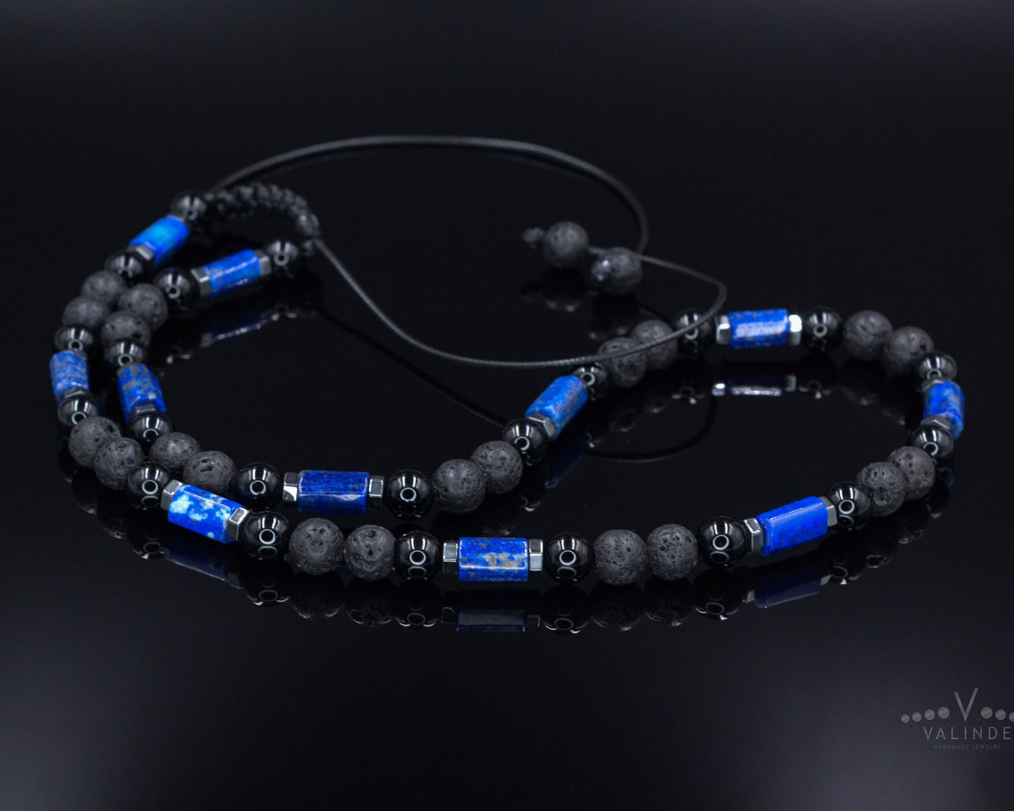 Men's Lapis Lazuli Short Necklace Lava Stone Beaded Necklace Gift for Men Black Agate Necklace Stone Beads Necklace Crystal Necklace - Shamballa Necklace - Birthstone Necklace - Gemstone Necklace Men - Chakra Necklace - Yoga Necklace - Mantra Necklace -Macrame Necklace - Healing Necklace - Valinde