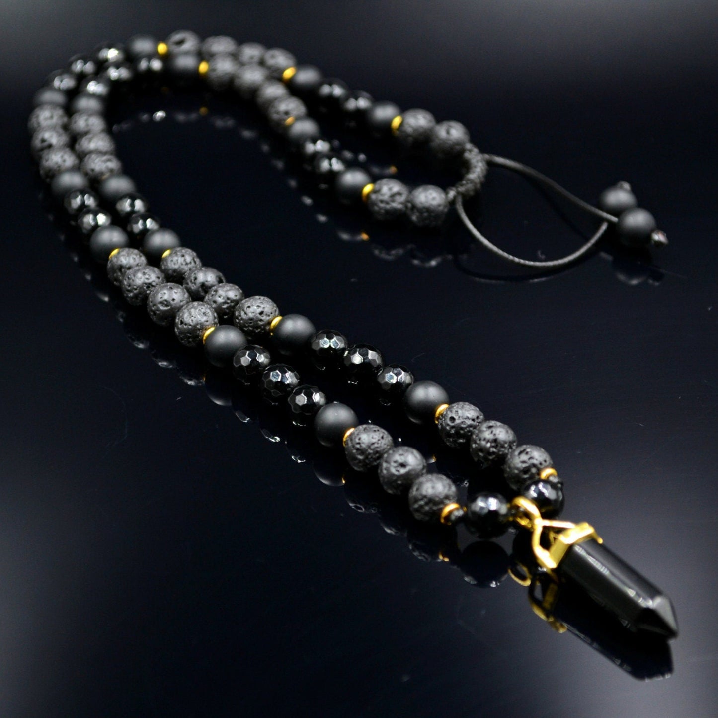 Men's Agate Short Necklace Lava Stone Beaded Necklace Gemstone Necklace For Men Crystal Jewelry Agate Pendant Necklace Men's Gift - Shamballa Necklace - Birthstone Necklace - Gemstone Necklace Men - Chakra Necklace - Macrame Necklace - Healing Necklace - Valinde