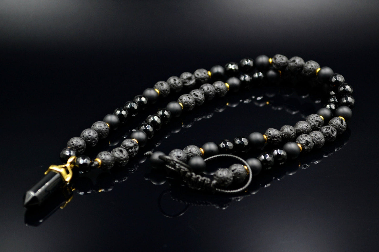 Men's Agate Short Necklace Lava Stone Beaded Necklace Gemstone Necklace For Men Crystal Jewelry Agate Pendant Necklace Men's Gift - Shamballa Necklace - Birthstone Necklace - Gemstone Necklace Men - Chakra Necklace - Macrame Necklace - Healing Necklace - Valinde