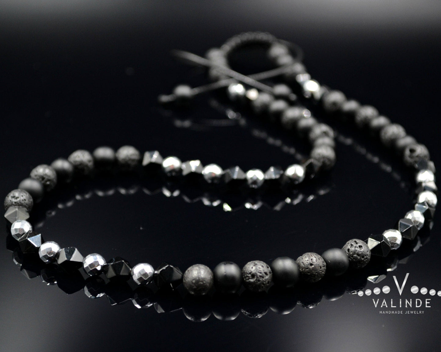 Men's Raw Agate Short Necklace Hematite Necklace Onyx Beaded Necklace Gift for Men Surfer Necklace Gemstone Crystal Necklace Lava Necklace - Shamballa Necklace - Birthstone Necklace - Gemstone Necklace Men - Chakra Necklace - Yoga Necklace - Mantra Necklace -Macrame Necklace - Healing Necklace - Valinde