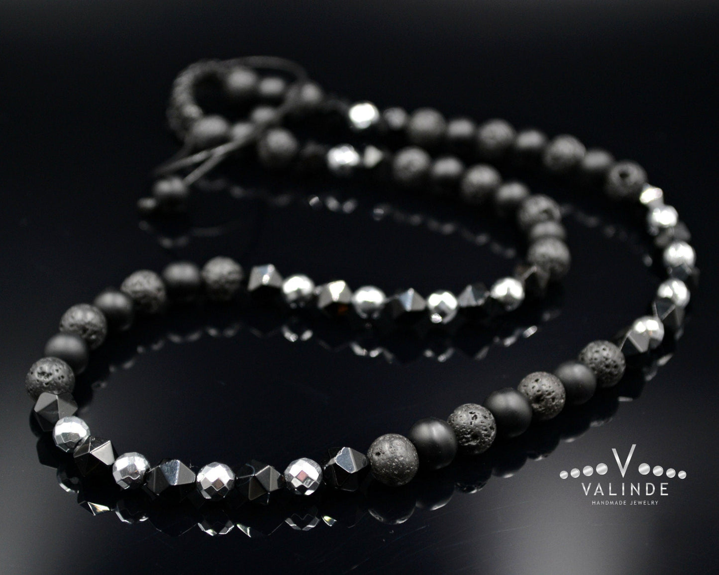 Men's Raw Agate Short Necklace Hematite Necklace Onyx Beaded Necklace Gift for Men Surfer Necklace Gemstone Crystal Necklace Lava Necklace - Shamballa Necklace - Birthstone Necklace - Gemstone Necklace Men - Chakra Necklace - Yoga Necklace - Mantra Necklace -Macrame Necklace - Healing Necklace - Valinde