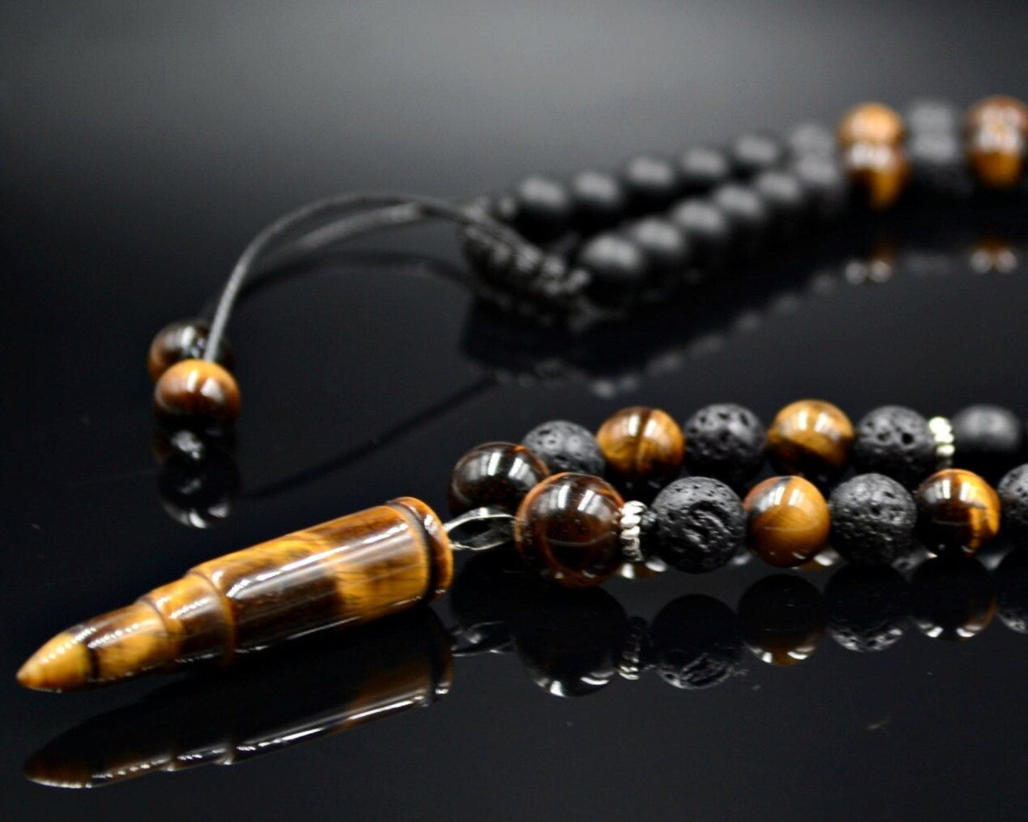 Men's Tiger's Eye Beaded Necklace Lava Stone Necklace Tiger's Eye Bullet Necklace Onyx Necklace Crystal Necklace Long Necklace Gift for Men - Shamballa Necklace - Birthstone Necklace - Gemstone Necklace Men - Chakra Necklace - Yoga Necklace - Mantra Necklace -Macrame Necklace - Healing Necklace - Gift for Father - Gift For Men - Valinde