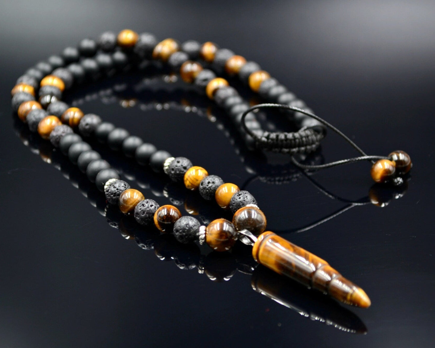 Men's Tiger's Eye Beaded Necklace Lava Stone Necklace Tiger's Eye Bullet Necklace Onyx Necklace Crystal Necklace Long Necklace Gift for Men - Shamballa Necklace - Birthstone Necklace - Gemstone Necklace Men - Chakra Necklace - Yoga Necklace - Mantra Necklace -Macrame Necklace - Healing Necklace - Gift for Father - Gift For Men - Valinde