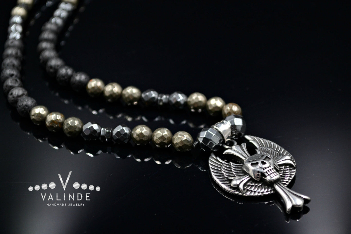 Men's Cross Pendant Necklace Pyrite Necklace Hematite Necklace Long Beaded Necklace Lava Stone Necklace Gift for Men Gemstone Necklace - Shamballa Necklace - Birthstone Necklace - Gemstone Necklace Men - Chakra Necklace - Yoga Necklace - Mantra Necklace -Macrame Necklace - Healing Necklace - Valinde