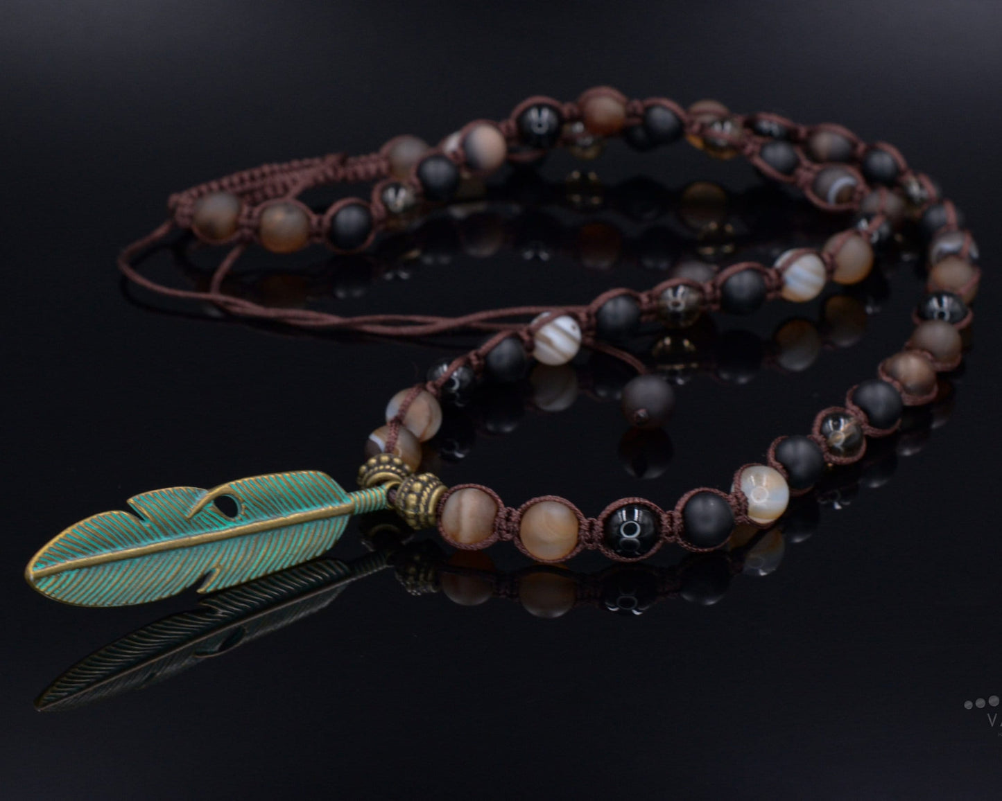 Men's Macrame Necklace Agate Necklace Gift For Him Beaded Necklace Onyx Necklace Gemstone Necklace Gift for Men Men's Jewelry Men's Gift - Shamballa Necklace - Birthstone Necklace - Gemstone Necklace Men - Chakra Necklace - Macrame Necklace - Healing Necklace - Valinde