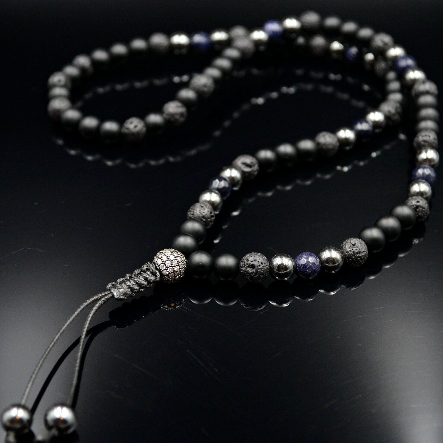 Men's Black Onyx Necklace Lava Stone Necklace Gemstone Necklace Men's Jewelry Hematite Necklace Blue Sandstone Beaded Necklace Gift for Men - Shamballa Necklace - Birthstone Necklace - Gemstone Necklace Men - Chakra Necklace - Yoga Necklace - Mantra Necklace -Macrame Necklace - Healing Necklace - Valinde