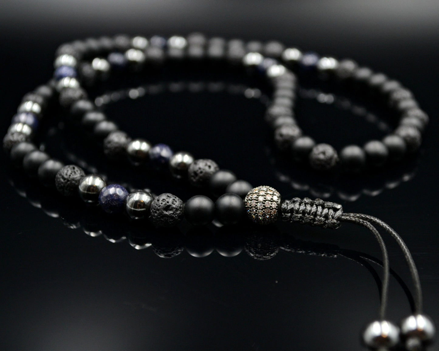 Men's Black Onyx Necklace Lava Stone Necklace Gemstone Necklace Men's Jewelry Hematite Necklace Blue Sandstone Beaded Necklace Gift for Men - Shamballa Necklace - Birthstone Necklace - Gemstone Necklace Men - Chakra Necklace - Yoga Necklace - Mantra Necklace -Macrame Necklace - Healing Necklace - Valinde