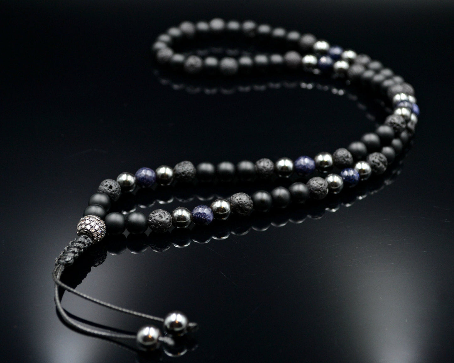 Men's Black Onyx Necklace Lava Stone Necklace Gemstone Necklace Men's Jewelry Hematite Necklace Blue Sandstone Beaded Necklace Gift for Men - Shamballa Necklace - Birthstone Necklace - Gemstone Necklace Men - Chakra Necklace - Yoga Necklace - Mantra Necklace -Macrame Necklace - Healing Necklace - Valinde