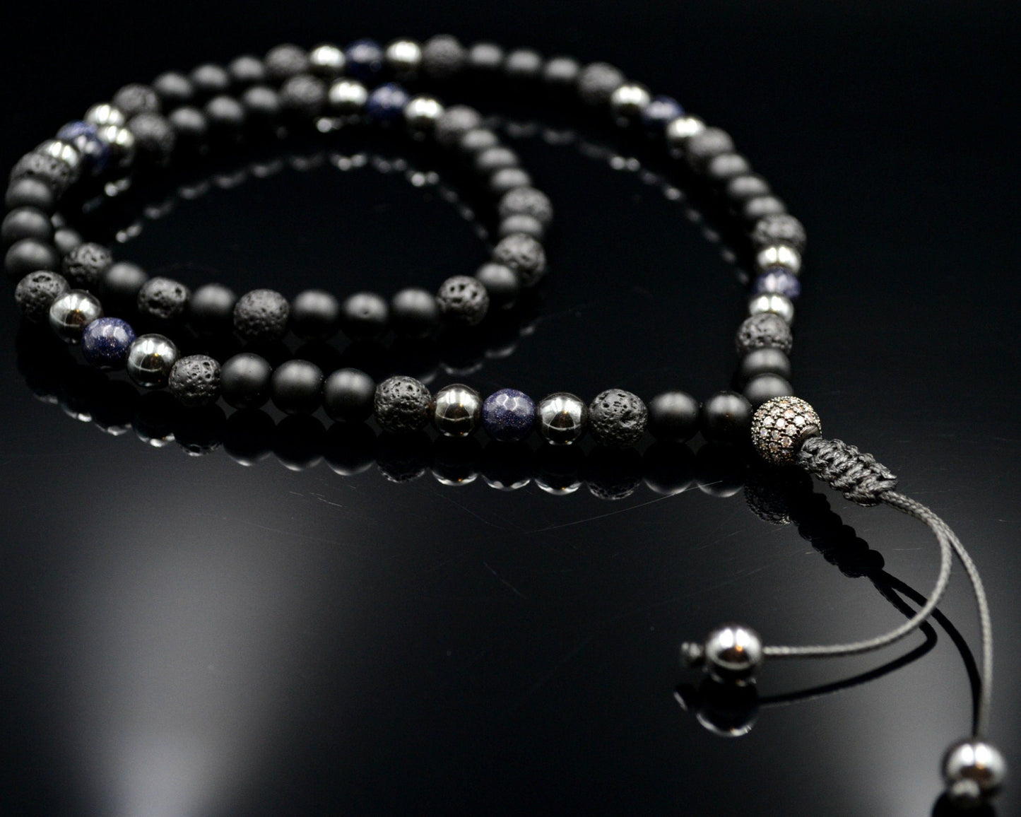 Men's Black Onyx Necklace Lava Stone Necklace Gemstone Necklace Men's Jewelry Hematite Necklace Blue Sandstone Beaded Necklace Gift for Men - Shamballa Necklace - Birthstone Necklace - Gemstone Necklace Men - Chakra Necklace - Yoga Necklace - Mantra Necklace -Macrame Necklace - Healing Necklace - Valinde