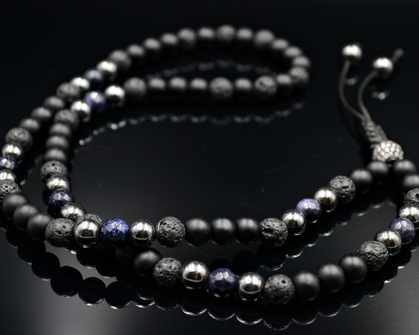 Men's Black Onyx Necklace Lava Stone Necklace Gemstone Necklace Men's Jewelry Hematite Necklace Blue Sandstone Beaded Necklace Gift for Men - Shamballa Necklace - Birthstone Necklace - Gemstone Necklace Men - Chakra Necklace - Yoga Necklace - Mantra Necklace -Macrame Necklace - Healing Necklace - Valinde