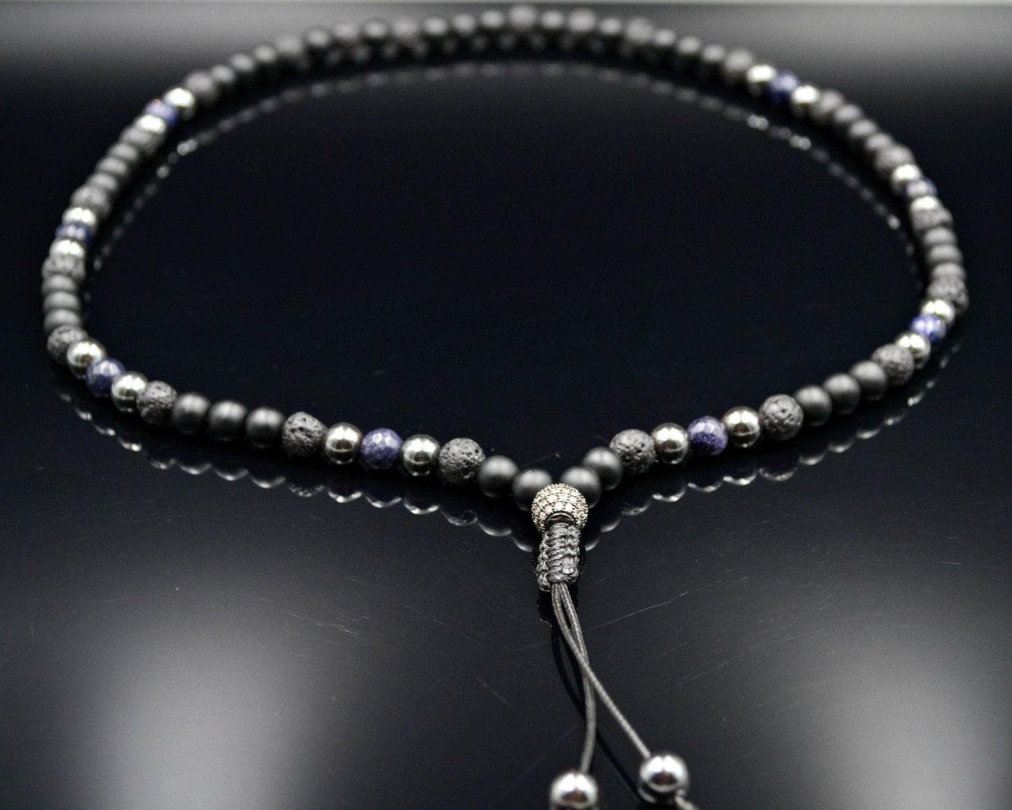 Men's Black Onyx Necklace Lava Stone Necklace Gemstone Necklace Men's Jewelry Hematite Necklace Blue Sandstone Beaded Necklace Gift for Men - Shamballa Necklace - Birthstone Necklace - Gemstone Necklace Men - Chakra Necklace - Yoga Necklace - Mantra Necklace -Macrame Necklace - Healing Necklace - Valinde