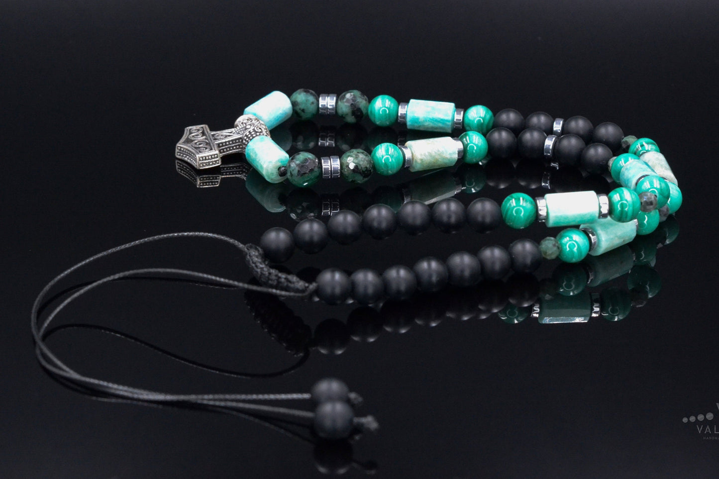 Thor's Hammer 925 Silver Pendant Necklace - Men's Emerald Malachite Amazonite Necklace- Short Necklace - Black Onyx Necklace - Gift for Men - Shamballa Necklace - Birthstone Necklace - Gemstone Necklace Men - Chakra Necklace - Macrame Necklace - Healing Necklace - Valinde - Shamballa Necklace - Birthstone Necklace - Gemstone Necklace Men - Chakra Necklace - Macrame Necklace - Healing Necklace - Valinde
