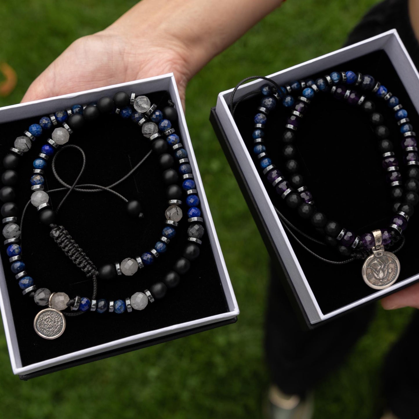 Helios Silver Pendant Necklace, Men's Sapphire Kyanite Amethyst Onyx Gemstone Necklace, Gift for Him, Short Beaded Necklace, Gift for Men - Shamballa Necklace - Birthstone Necklace - Gemstone Necklace Men - Chakra Necklace - Yoga Necklace - Mantra Necklace -Macrame Necklace - Healing Necklace - Gift for Father - Gift For Men - Valinde