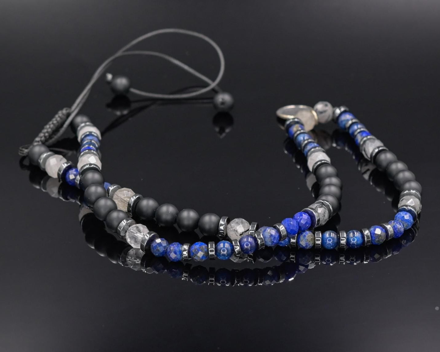 Phaistos Disc Silver Pendant Necklace, Men's Lapis Lazuli Kyanite Quartz Onyx Beads Necklace,One of a kind Necklace, Crystal Short Necklace - Shamballa Necklace - Birthstone Necklace - Gemstone Necklace Men - Chakra Necklace - Yoga Necklace - Mantra Necklace -Macrame Necklace - Healing Necklace - Valinde