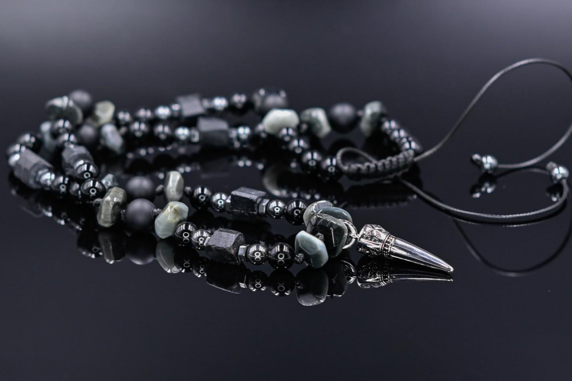 Men's Tourmaline Hawk's Eye Onyx Beaded Necklace, 925 Silver Pendant Necklace, Gift for Men, Adjustable Long Necklace, Gemstone Necklace- Shamballa Necklace - Birthstone Necklace - Gemstone Necklace Men - Chakra Necklace - Macrame Necklace  - Healing Necklace - Valinde - Shamballa Necklace - Birthstone Necklace - Gemstone Necklace Men - Chakra Necklace - Macrame Necklace  - Healing Necklace - Valinde