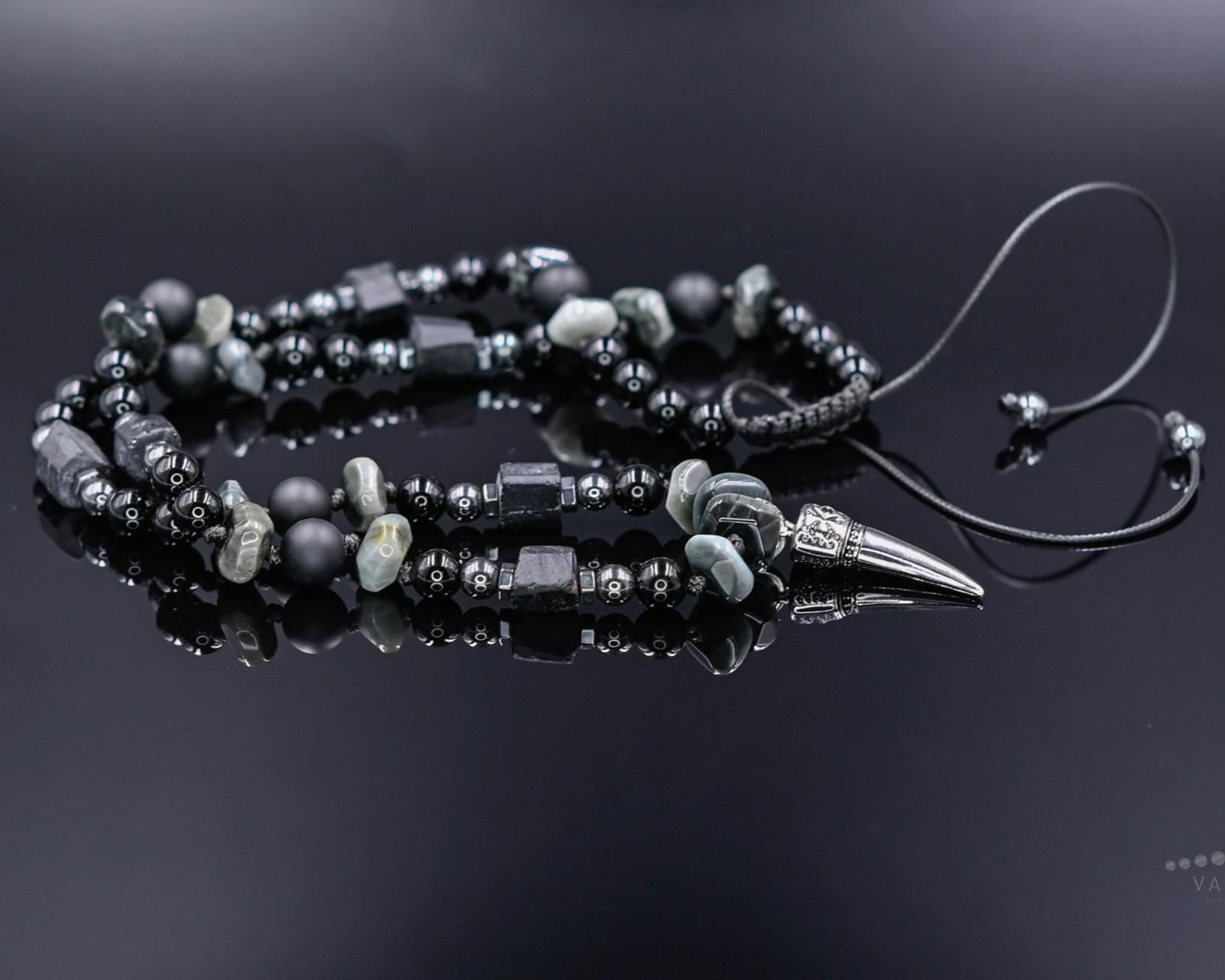 Men's Tourmaline Hawk's Eye Onyx Beaded Necklace, 925 Silver Pendant Necklace, Gift for Men, Adjustable Long Necklace, Gemstone Necklace- Shamballa Necklace - Birthstone Necklace - Gemstone Necklace Men - Chakra Necklace - Macrame Necklace - Healing Necklace - Valinde - Shamballa Necklace - Birthstone Necklace - Gemstone Necklace Men - Chakra Necklace - Macrame Necklace - Healing Necklace - Valinde