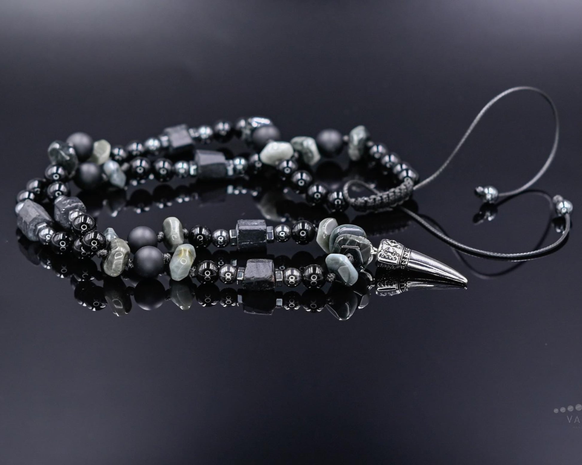 Men's Tourmaline Hawk's Eye Onyx Beaded Necklace, 925 Silver Pendant Necklace, Gift for Men, Adjustable Long Necklace, Gemstone Necklace- Shamballa Necklace - Birthstone Necklace - Gemstone Necklace Men - Chakra Necklace - Macrame Necklace  - Healing Necklace - Valinde - Shamballa Necklace - Birthstone Necklace - Gemstone Necklace Men - Chakra Necklace - Macrame Necklace  - Healing Necklace - Valinde