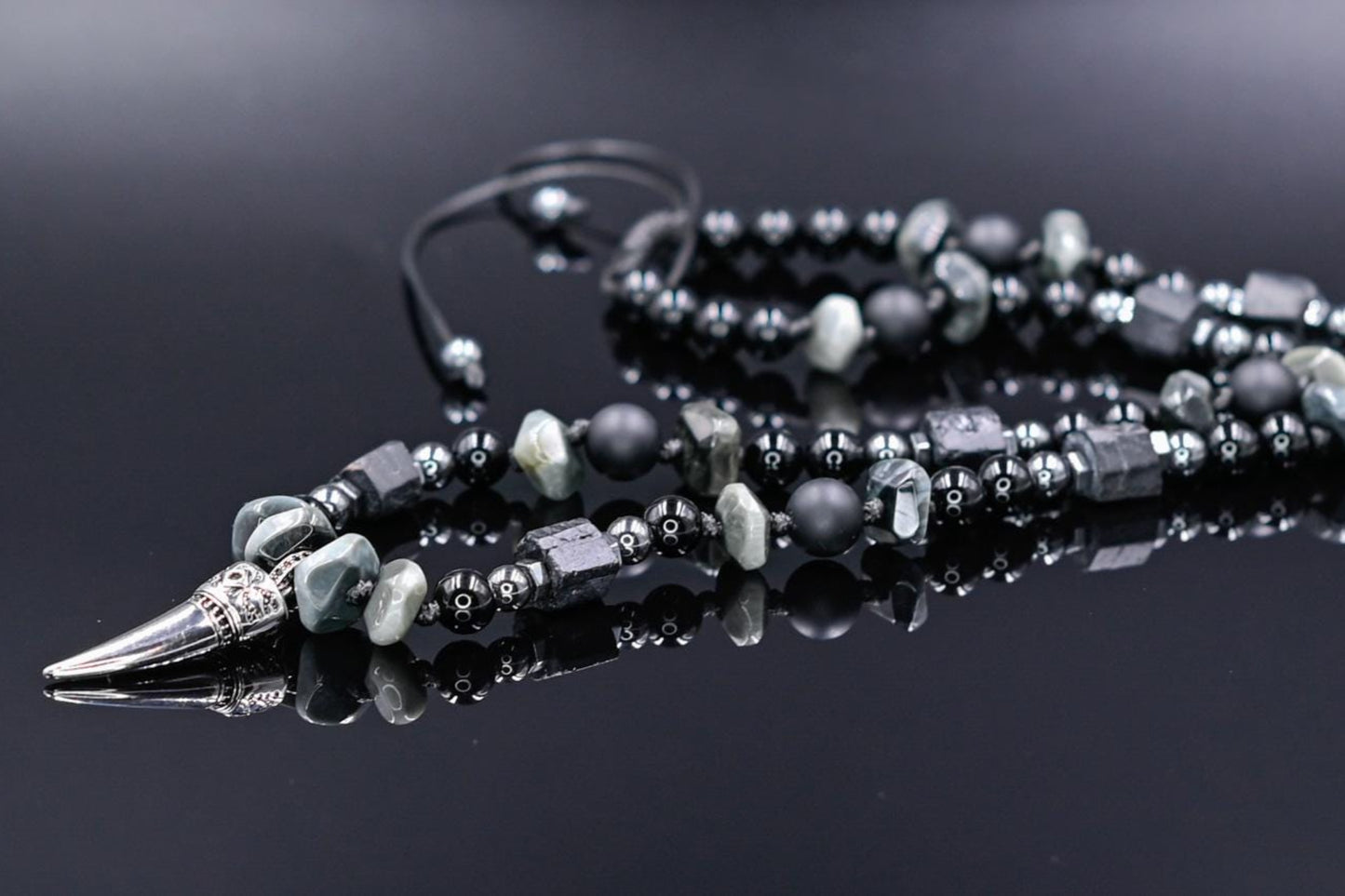 Men's Tourmaline Hawk's Eye Onyx Beaded Necklace, 925 Silver Pendant Necklace, Gift for Men, Adjustable Long Necklace, Gemstone Necklace- Shamballa Necklace - Birthstone Necklace - Gemstone Necklace Men - Chakra Necklace - Macrame Necklace - Healing Necklace - Valinde - Shamballa Necklace - Birthstone Necklace - Gemstone Necklace Men - Chakra Necklace - Macrame Necklace - Healing Necklace - Valinde