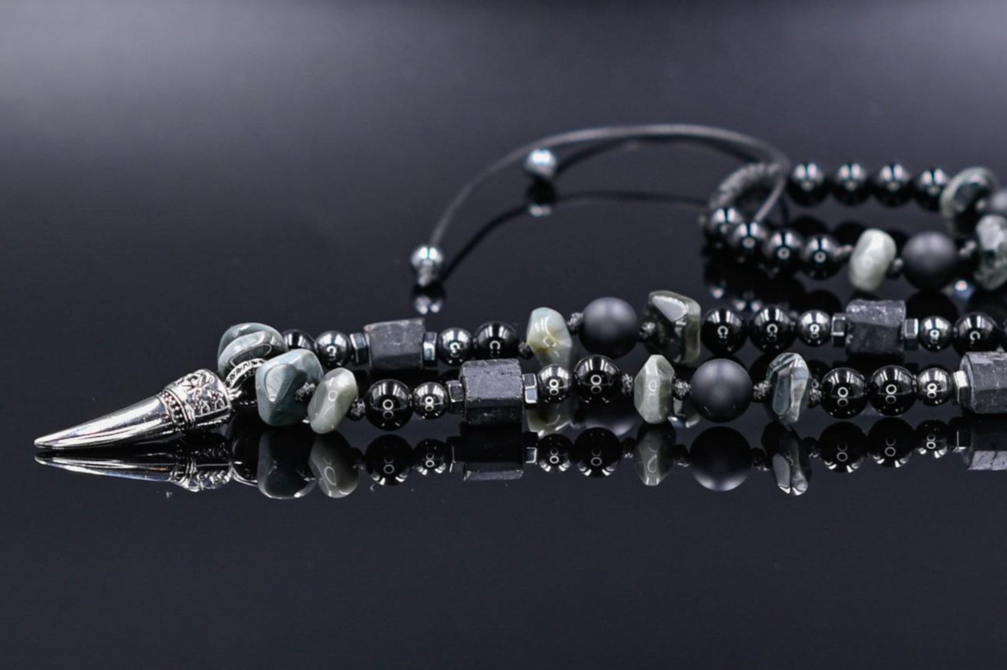 Men's Tourmaline Hawk's Eye Onyx Beaded Necklace, 925 Silver Pendant Necklace, Gift for Men, Adjustable Long Necklace, Gemstone Necklace- Shamballa Necklace - Birthstone Necklace - Gemstone Necklace Men - Chakra Necklace - Macrame Necklace - Healing Necklace - Valinde - Shamballa Necklace - Birthstone Necklace - Gemstone Necklace Men - Chakra Necklace - Macrame Necklace - Healing Necklace - Valinde