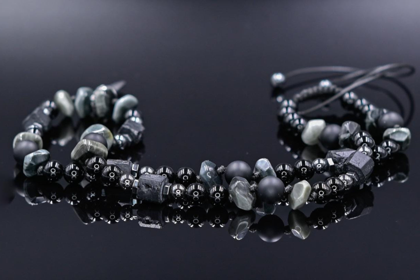 Men's Tourmaline Hawk's Eye Onyx Beaded Necklace, 925 Silver Pendant Necklace, Gift for Men, Adjustable Long Necklace, Gemstone Necklace- Shamballa Necklace - Birthstone Necklace - Gemstone Necklace Men - Chakra Necklace - Macrame Necklace - Healing Necklace - Valinde - Shamballa Necklace - Birthstone Necklace - Gemstone Necklace Men - Chakra Necklace - Macrame Necklace - Healing Necklace - Valinde