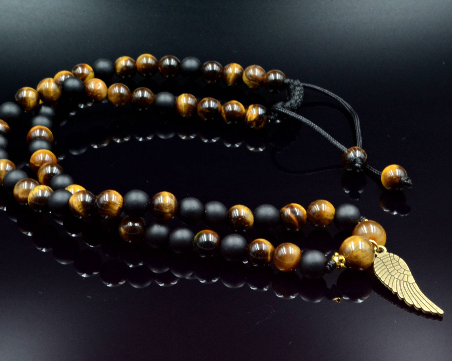 Men's Tiger's eye Beaded Necklace Black Onyx Gemstone Necklace Gift for Men Men Bead Necklace Men's Jewelry Gift for Him Crystal Necklace - Shamballa Necklace - Birthstone Necklace - Gemstone Necklace Men - Chakra Necklace - Yoga Necklace - Mantra Necklace -Macrame Necklace - Healing Necklace - Valinde